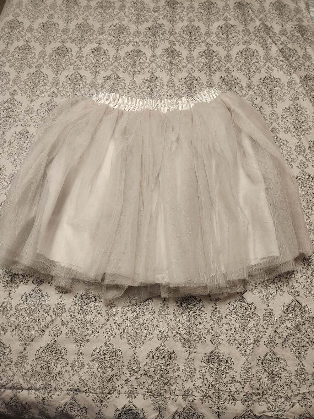 Grey Tulle Tutu Skirt with Satin Waistband